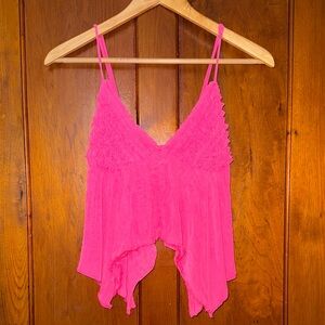 SHEIN Pink Lace Tank Top